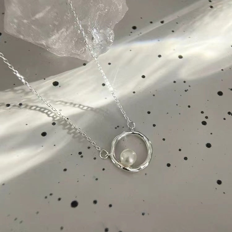 Collar Plata Anillo perla