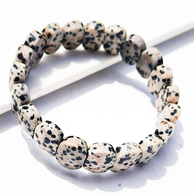Pulsera Facetada Jaspe Dalmata
