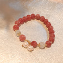 Pulsera Cuarzo fresa y Perlas