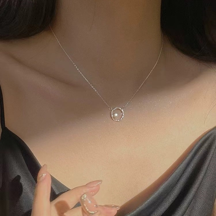 Collar Plata Anillo perla