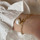 Pulsera dorada Perla Corazón