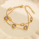 Pulsera Corazones Brillo Dorado