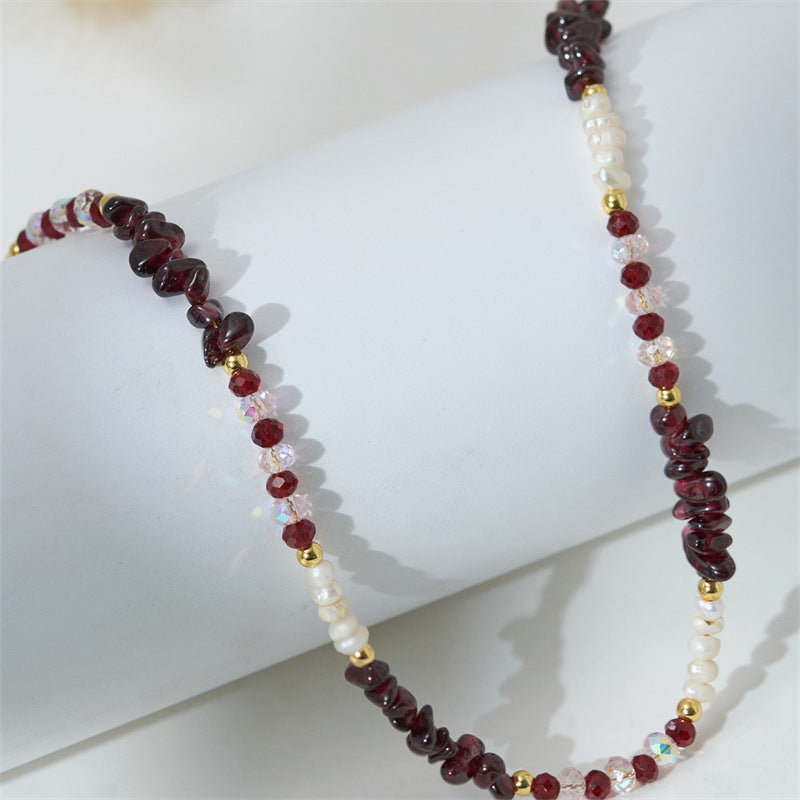 Collar Granate y Perlas