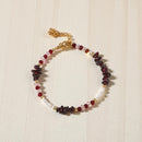 Pulsera Dorada Granate y Perlas