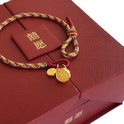 Pulsera Tibetana de la Suerte Campana Dorada