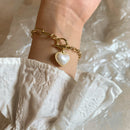 Pulsera dorada Perla Corazón