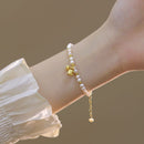 Pulsera Dorada Perlas Flor Lily