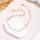 Collar Dorado Cuarzos Multicolor Balance Vitalidad