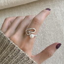 Anillo Ajustable Perla y Corazón