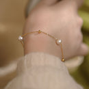 Pulsera Cadena Dorada Perla