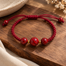 Pulsera Cinabrio Tres Cuentas