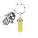 Llavero Mano De Fátima Jade Amarillo Prosperidad