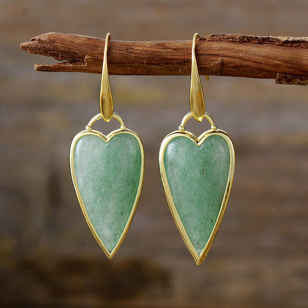 Aros dorados Corazón Aventurina