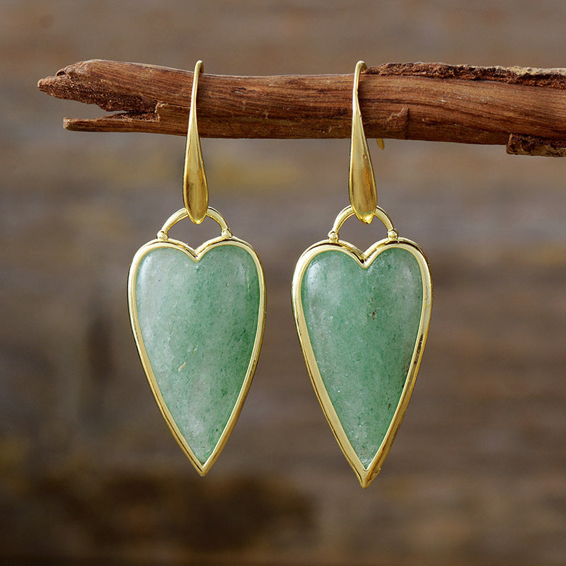 Aros dorados Corazón Aventurina