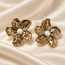 Set Flor Dorada con Perla y Aros