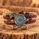 Pulsera bohemia marrón con mandala y mariposas