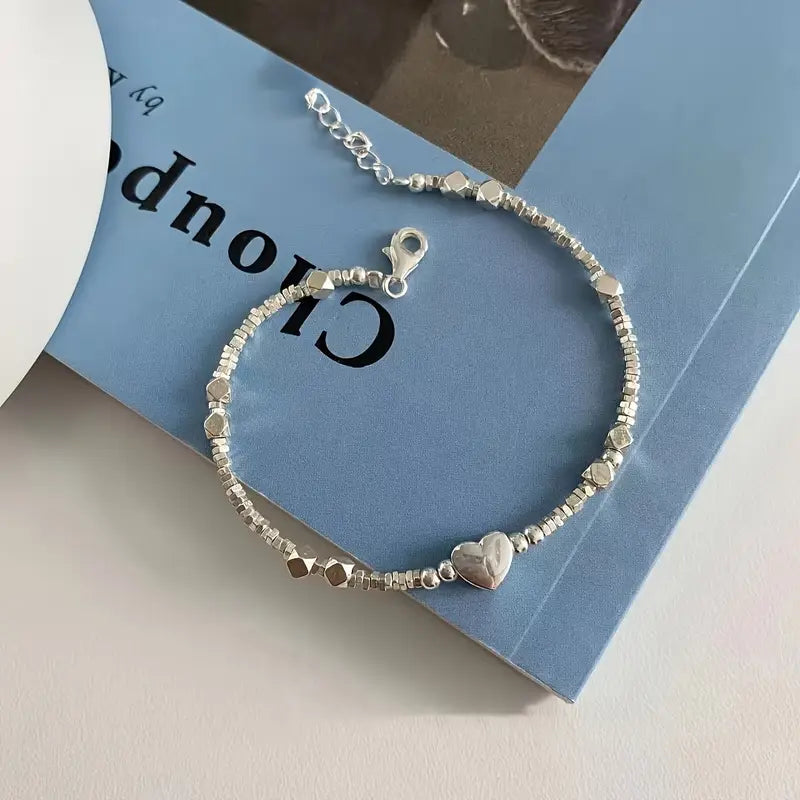 Pulsera Plata - Corazon Entretejido