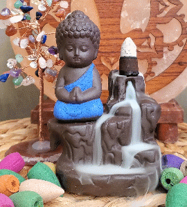 Cascada de Incienso con Flor de Loto Buda + 10 conitos de regalo - Lámpara  Luna