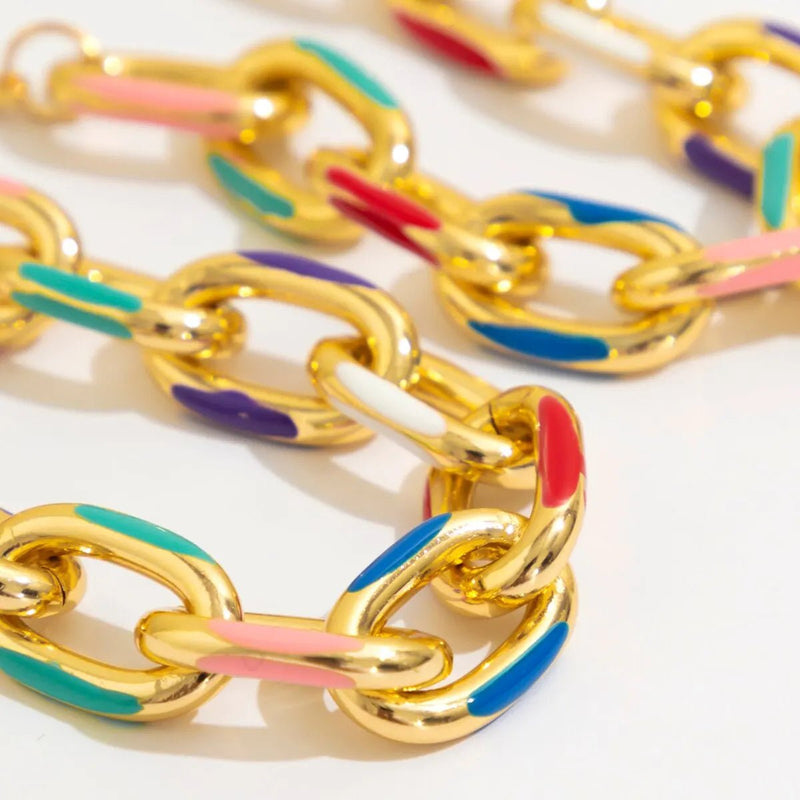 Conjunto collar y pulsera de cadena colorida - Rincón Zen