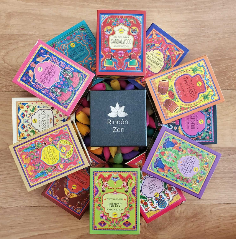 Conos de inciensos mix de aromas - 5 cajas Golden India - Rincón Zen
