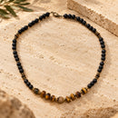 Collar de Ojo de Tigre y Piedra Volcánica