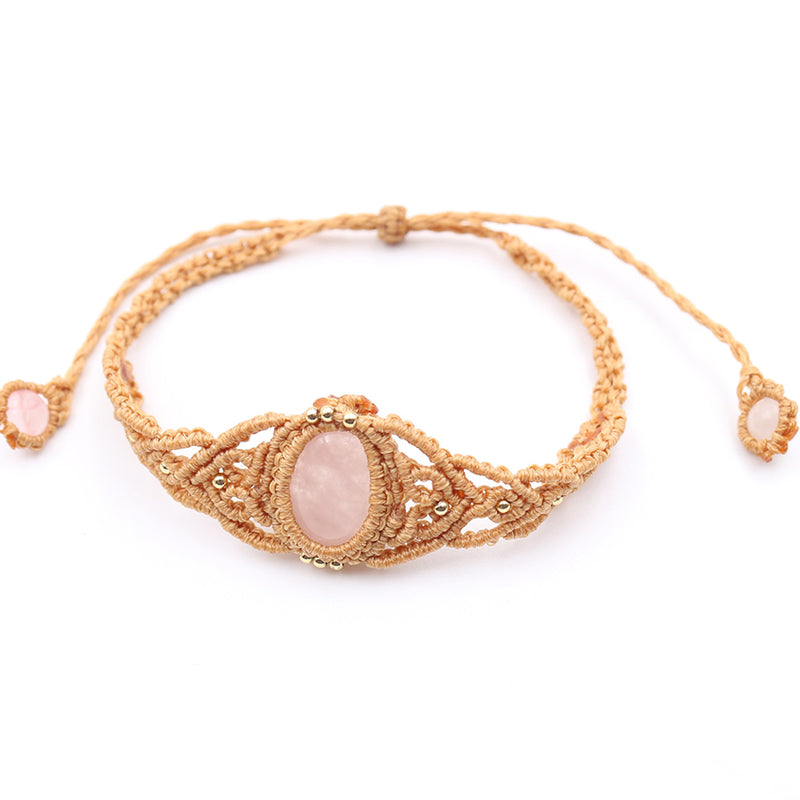Pulsera trenzada cuarzo rosado