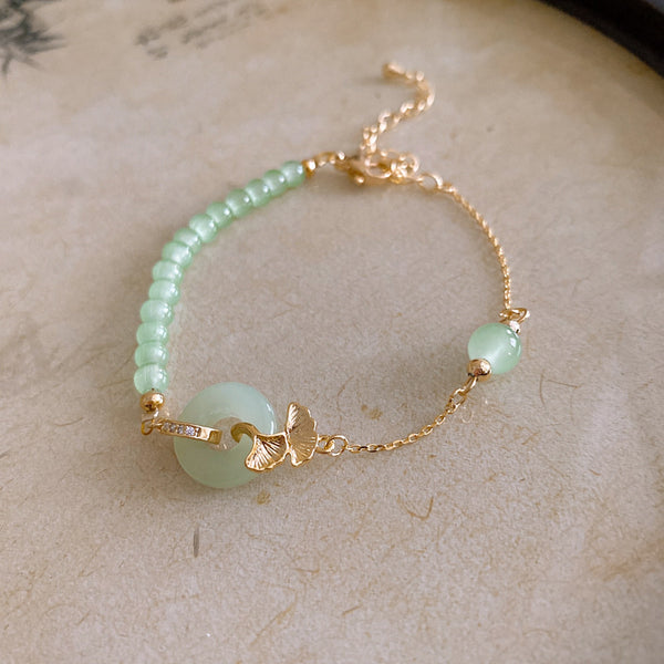 Pulsera Dorada y Jade