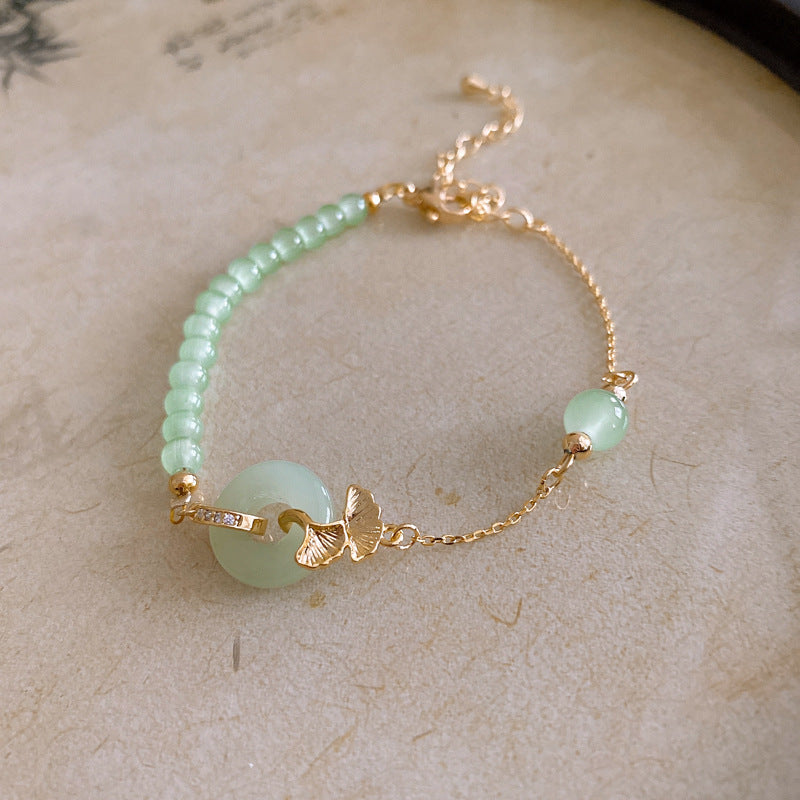 Pulsera Dorada y Jade