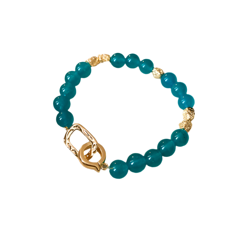 Pulsera Dorada y Cristales Azules