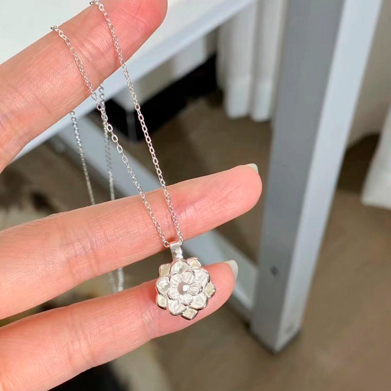 Collar Plata Loto Cristalino