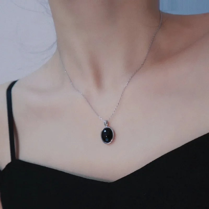 Collar Plata Jade Negro