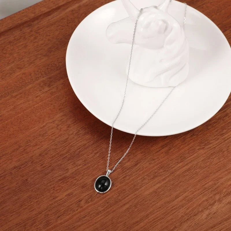 Collar Plata Jade Negro