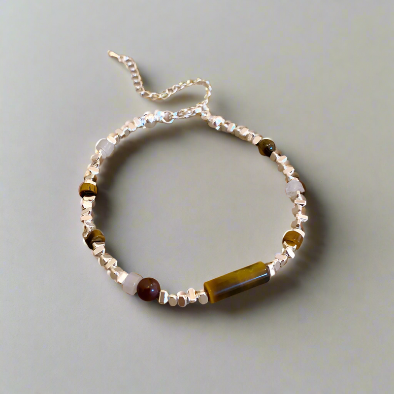Pulsera Plata y Ojo de Tigre