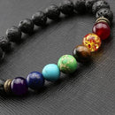 Pulsera Siete Chakras y piedras volcánicas - Rincón Zen