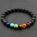 Pulsera Siete Chakras y piedras volcánicas - Rincón Zen