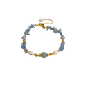 Pulsera Dorada Aguamarina y Perlas