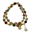 Pulsera Dorada envolvente Cristales y Perla