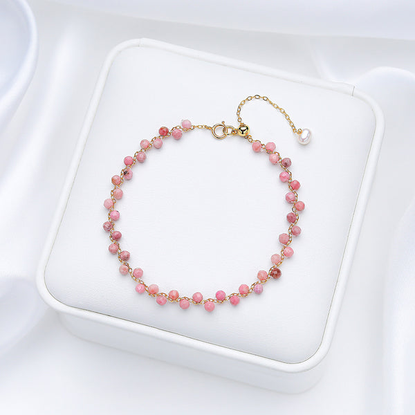 Pulsera dorada Rodonita