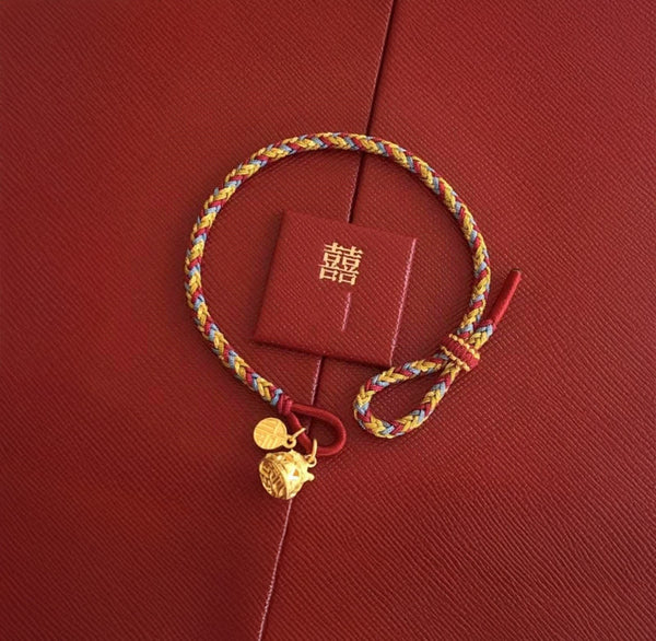 Pulsera Tibetana de la Suerte Campana Dorada