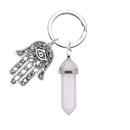 Llavero Mano de Fátima Cuarzo Rosa