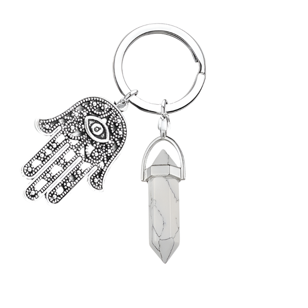 Llavero Mano de Fátima Turquesa Blanca