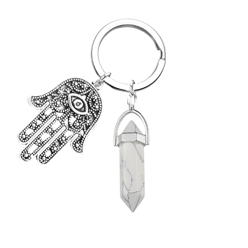 Llavero Mano de Fátima Turquesa Blanca