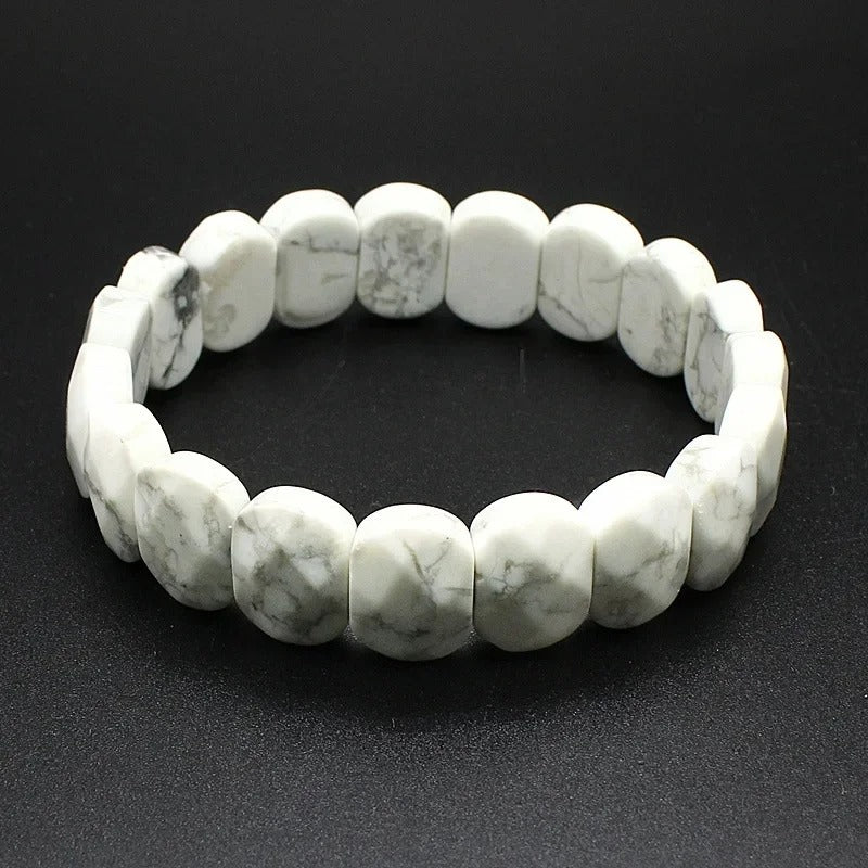 Pulsera Facetada de Turquesa Blanca